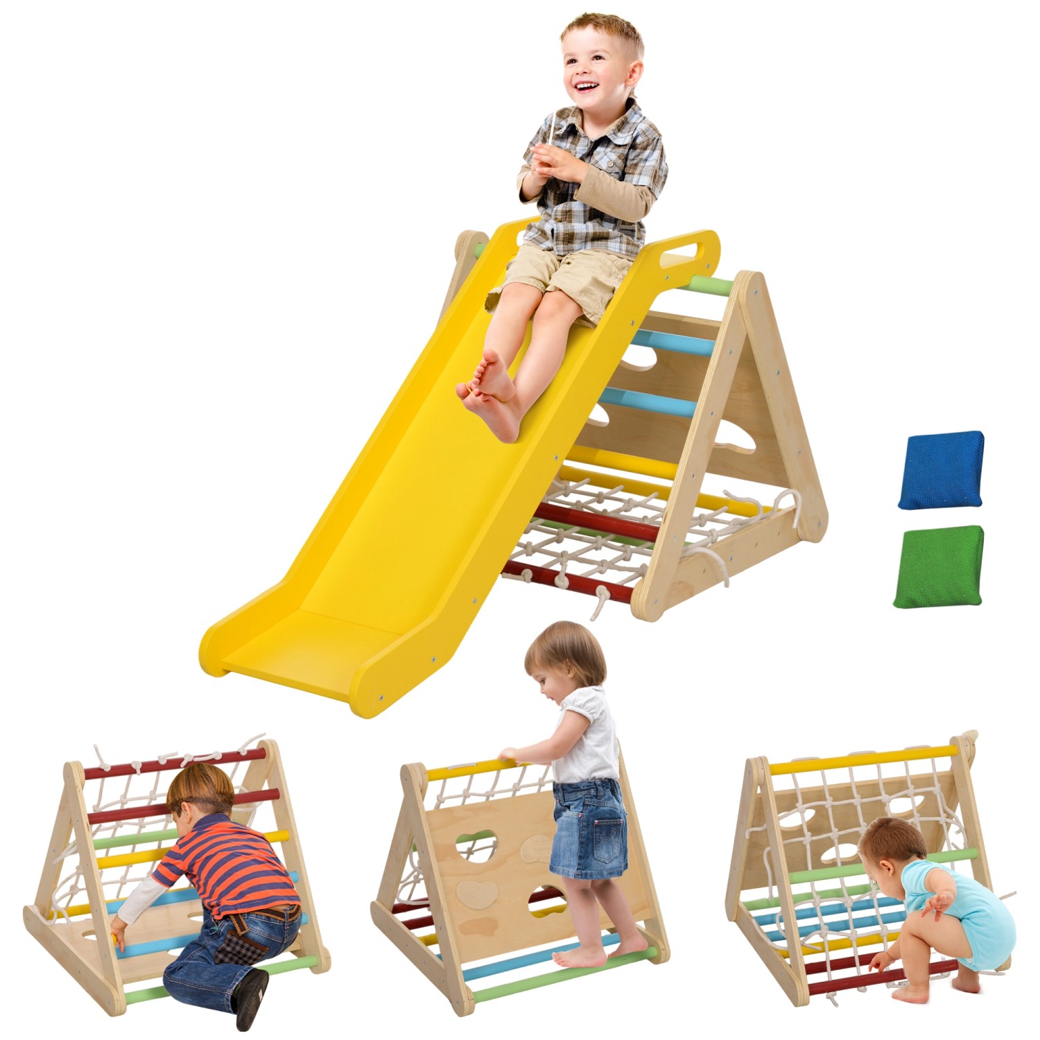 AIYAPLAY Klettergerüst  Kiefernholz Mehrschichtenplatte Mehrfarbig 119L x 63B cm