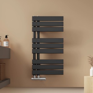 Emke Badheizkörper 76x40cm 343W Schwarz Handtuchwärmer für Badezimmer Handtuchtrockner