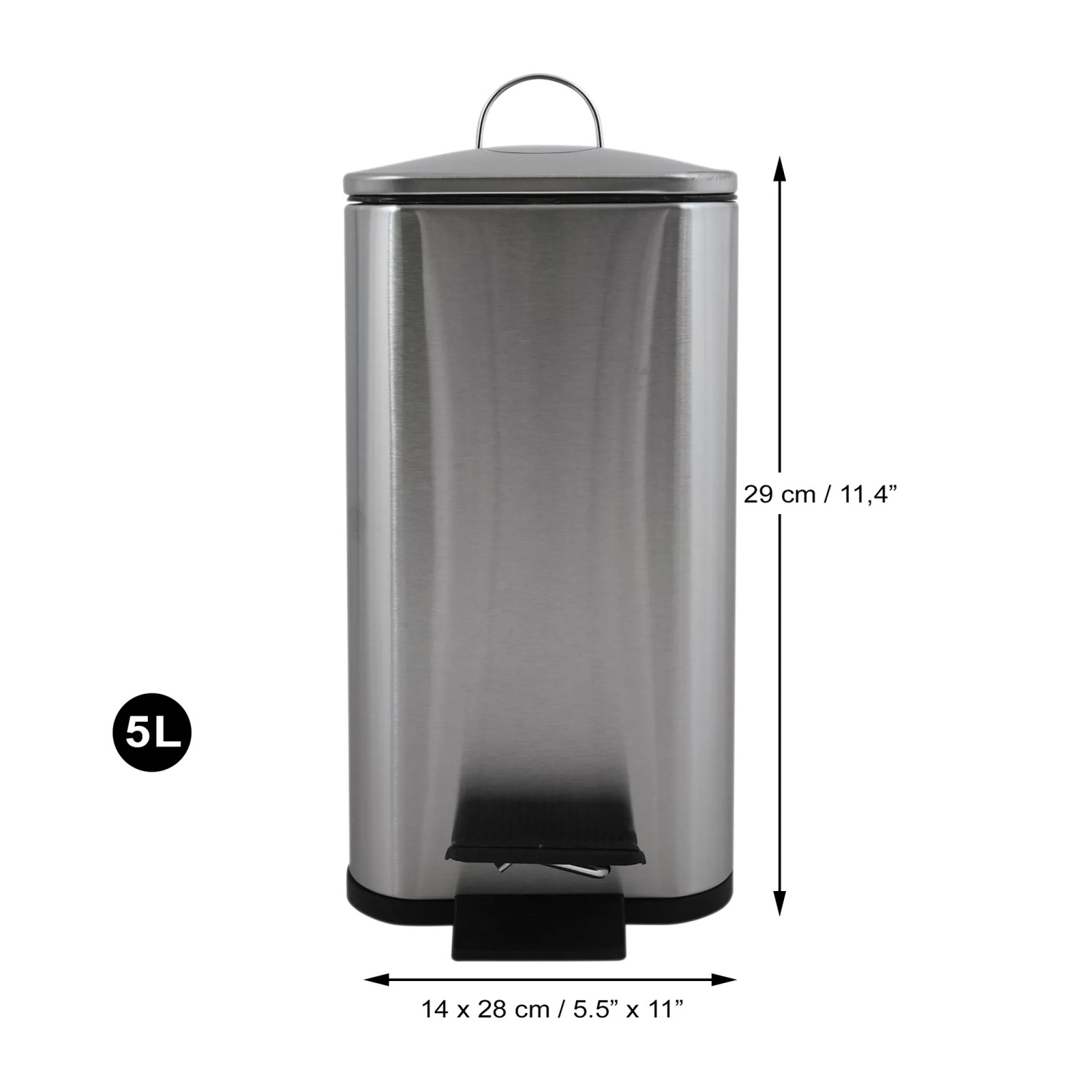 Spirella Kosmetikeimer Erik, 5 l, Chrom, mit Pedal und Slow-Close-Deckel.
