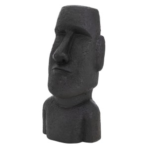 Anthrazitfarbene Moai Figur Rapa Nui (53,5 cm) aus Steinguss Kunstharz für Haus und Garten.