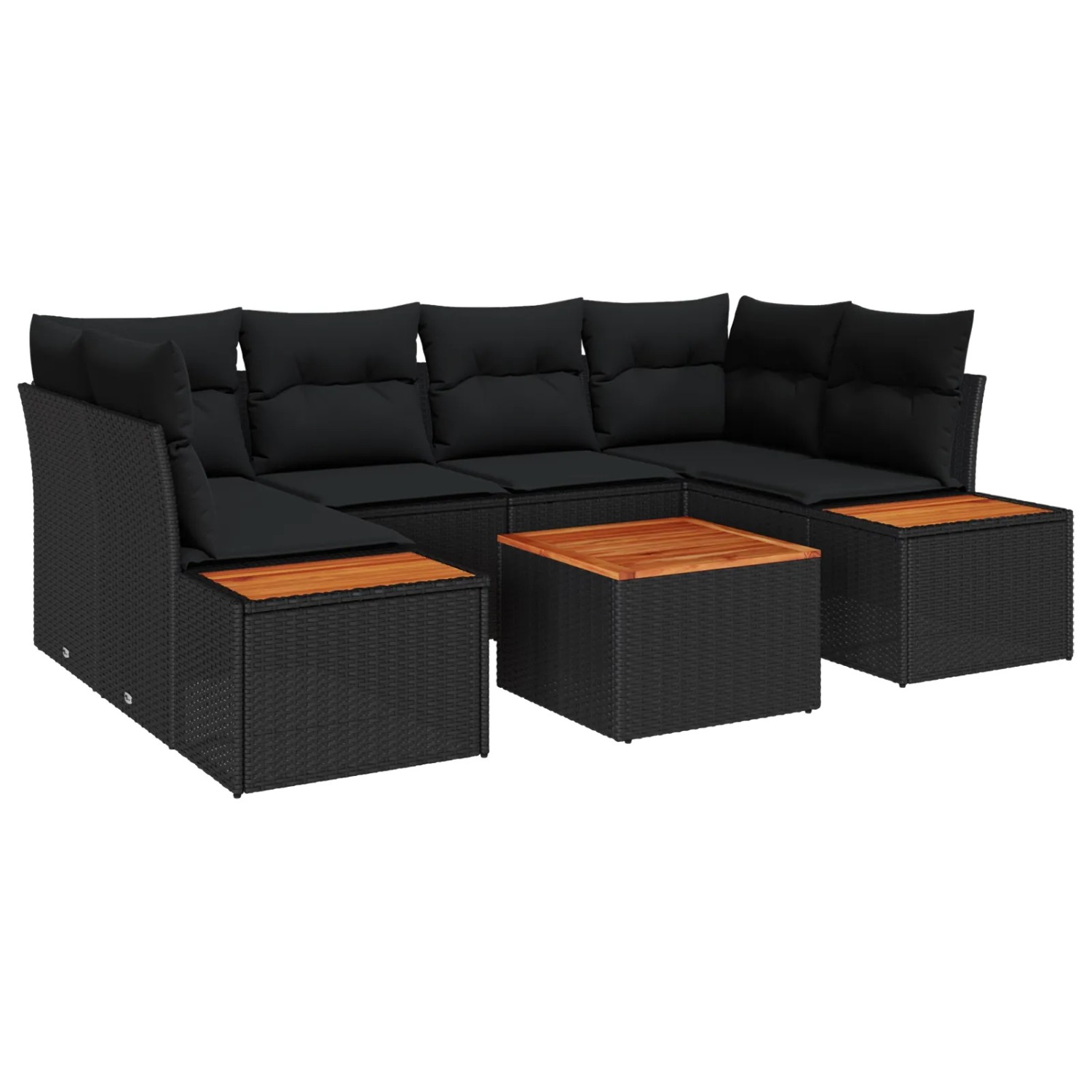 vidaXL Garten-Sofa-Set mit Kissen 6-Tlg Schwarz Poly Rattan 3356703 günstig online kaufen
