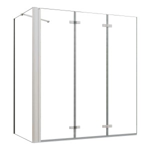 AICA Badewanneaufsatz, 130x140cm, weiß, 3-teilig mit 70cm Seitenwand, 6mm ESG Glas Duschabtrennung.