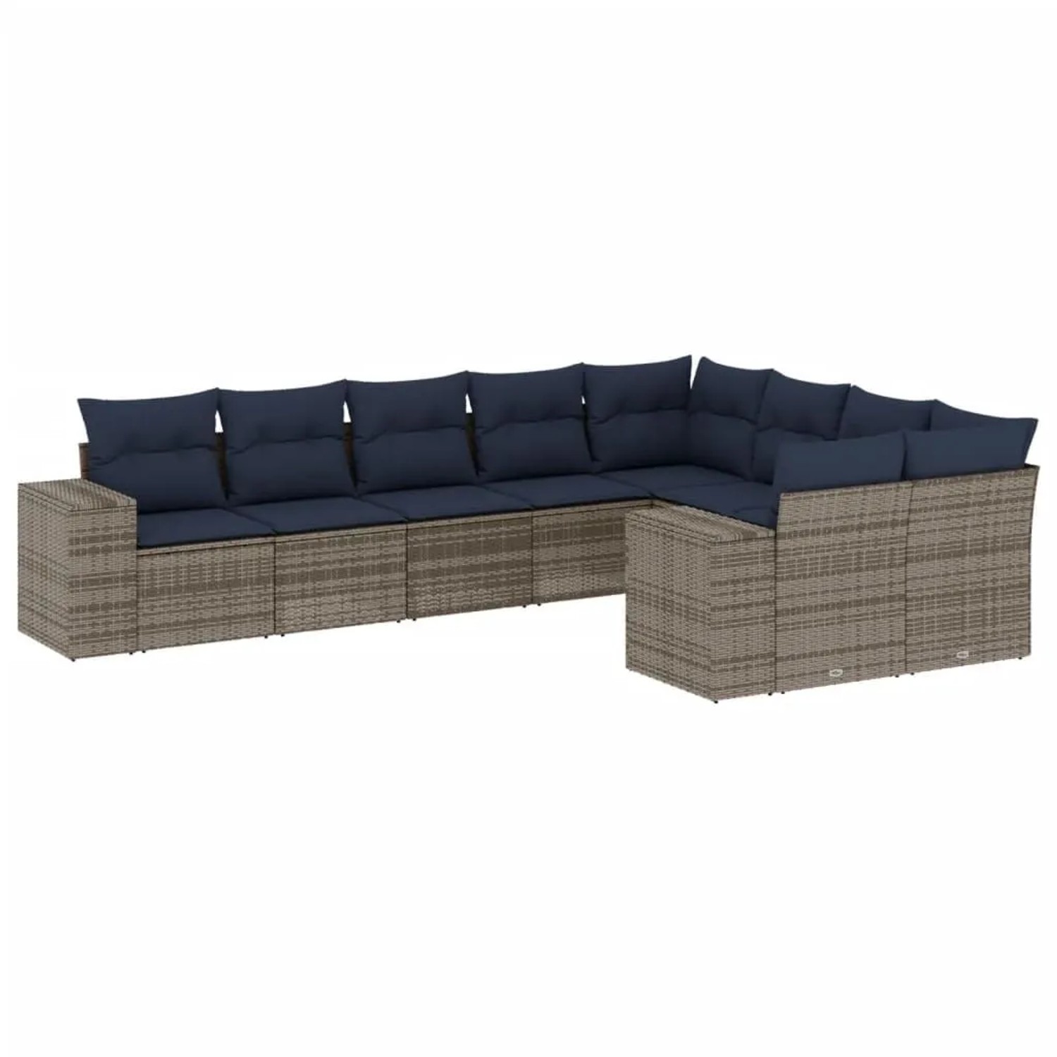 vidaXL 9-Tlg Gartensofa-Set mit Kissen Grau Polyrattan 3223040 günstig online kaufen