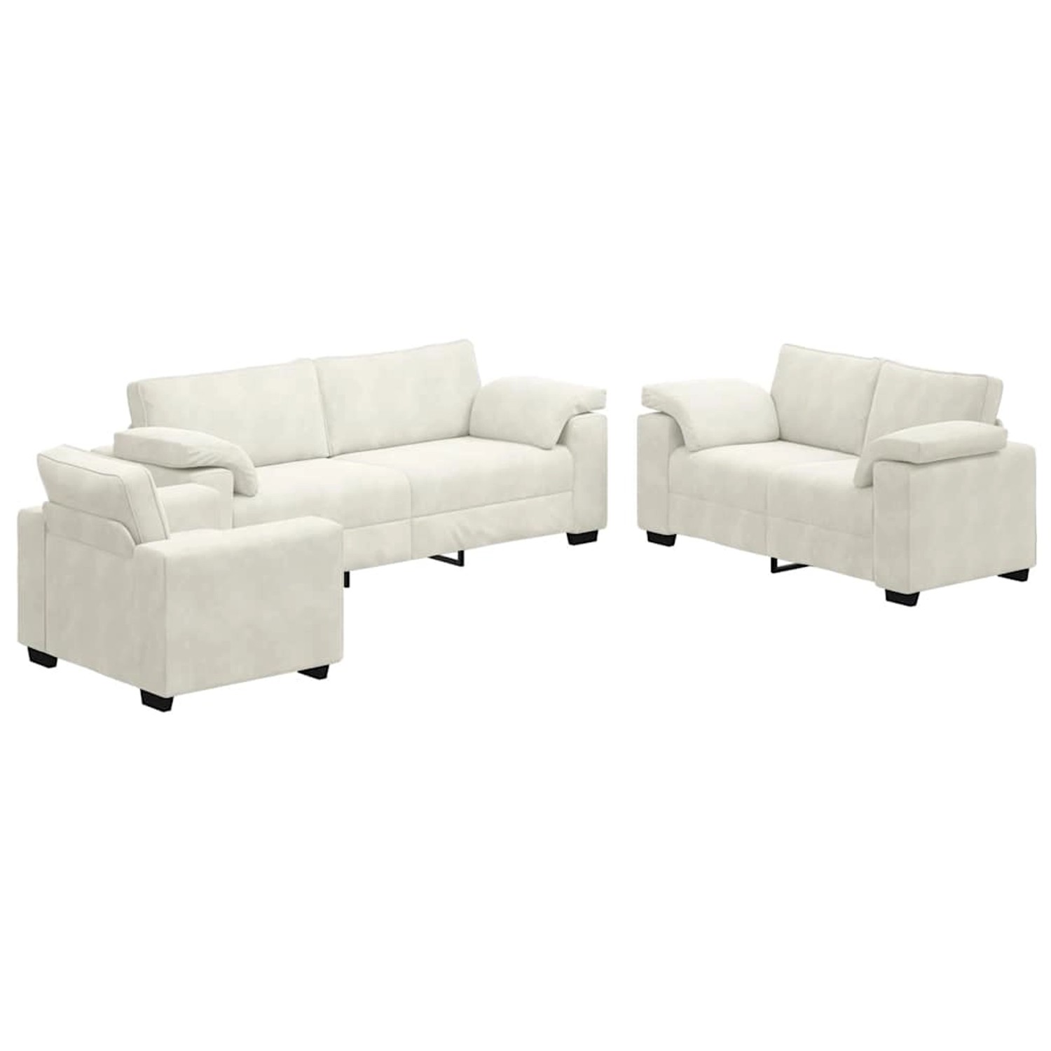 vidaXL 3-Tlg Sofagarnitur mit Kissen Creme Samt 3324675 günstig online kaufen