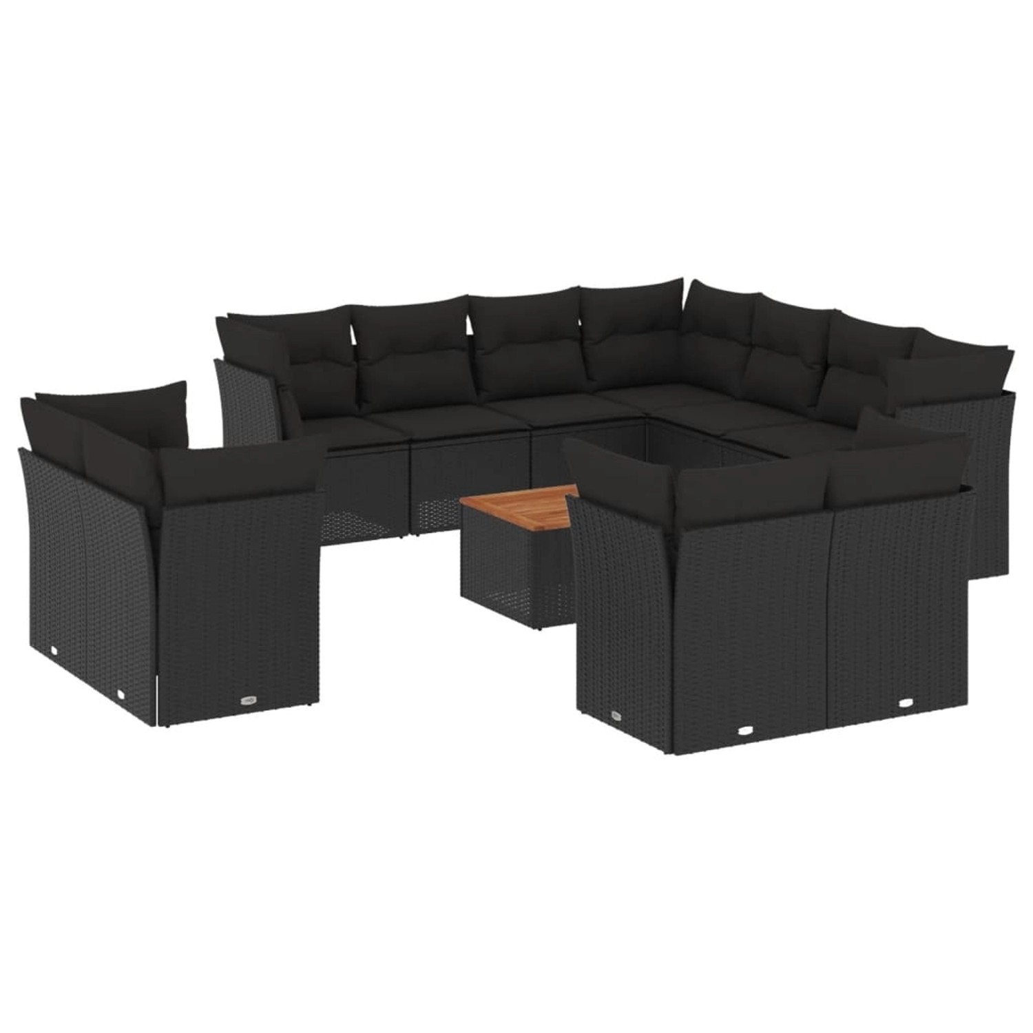 vidaXL 12-tlg Garten-Sofagarnitur mit Kissen Schwarz Poly Rattan Modell 73 günstig online kaufen