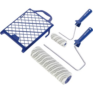 LUX Rollerset, 5-teilig: Farbwalzen, Bügel und Abstreifgitter für Renovierungsarbeiten.