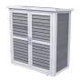 Leco Gartenschrank Momo, 95 cm, grau-weiß, mit Lamellentüren und wasserdichtem Dach.