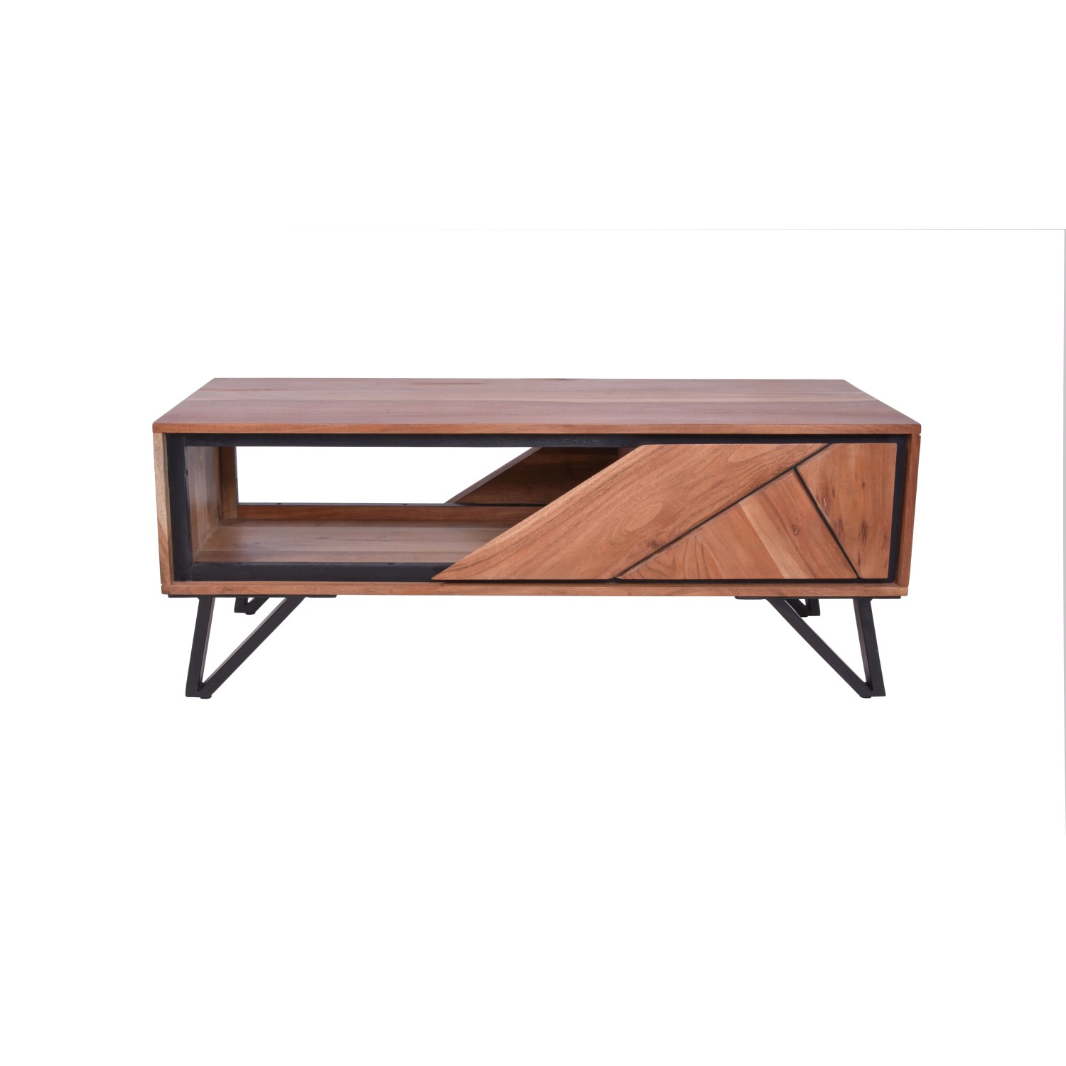 DELUKE Couchtisch EBBA Akazie Akazienbraun 46x50x120cm Sofatisch Wohnzimmertisch