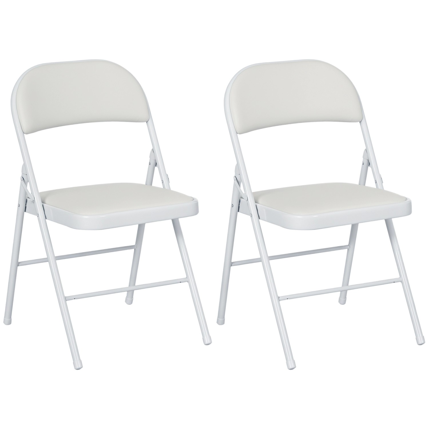 HOMCOM Klappstuhl mit Stahlrahmen Stahl Kunstleder Weiß 45L x 46B x 78H cm günstig online kaufen