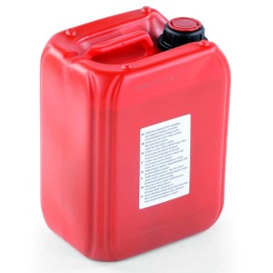 Roter 5-Liter FUXTEC Kettenöl Kanister, mineralisch, mit Tragegriff und schwarzem Schraubverschluss. Zubehör für Kettensägen.