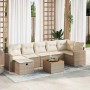 Beige 8-tlg. vidaXL Garten-Sofagarnitur aus Rattan mit Kissen und Tisch für Terrasse oder Garten.