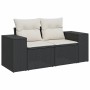 Schwarze 9-tlg. vidaXL Garten-Sofagarnitur aus Poly Rattan mit cremeweißen Kissen.