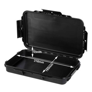Offenes, schwarzes Youcamp P HUMMER L Schutzcase (316x195x53mm) mit sichtbaren Innenmaßen. Wasserdicht & staubdicht.