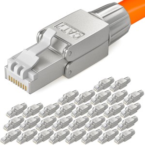 hb-digital 32x CAT7 Netzwerkstecker RJ45 LSA STP Zinklegierung für LAN-Verlegekabel.