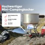 Kompakter Evocamp Mini-Gaskocher 3.2 kW mit Kartusche für Camping und Outdoor.