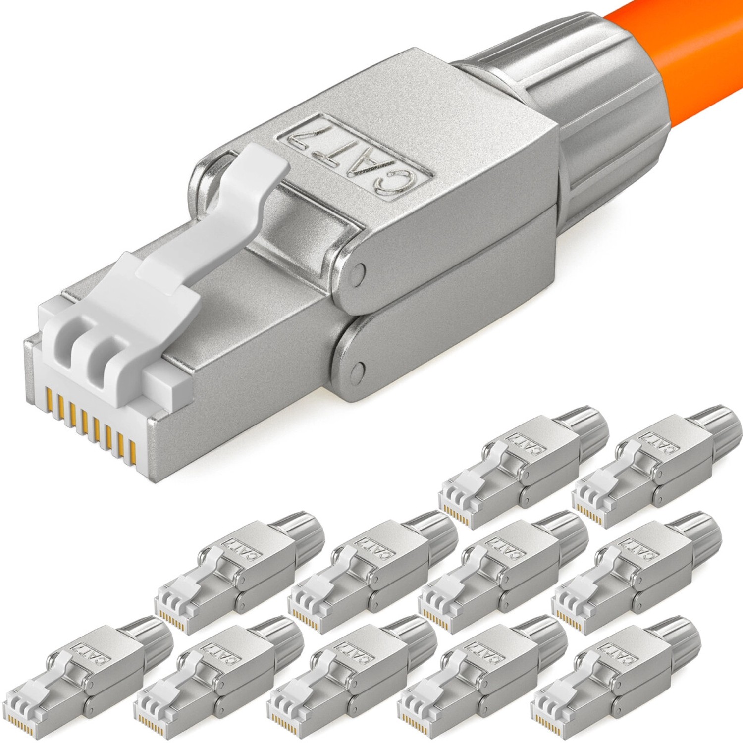 hb-digital 12x Netzwerkstecker CAT7 schmal RJ45 LSA STP Zinklegierung