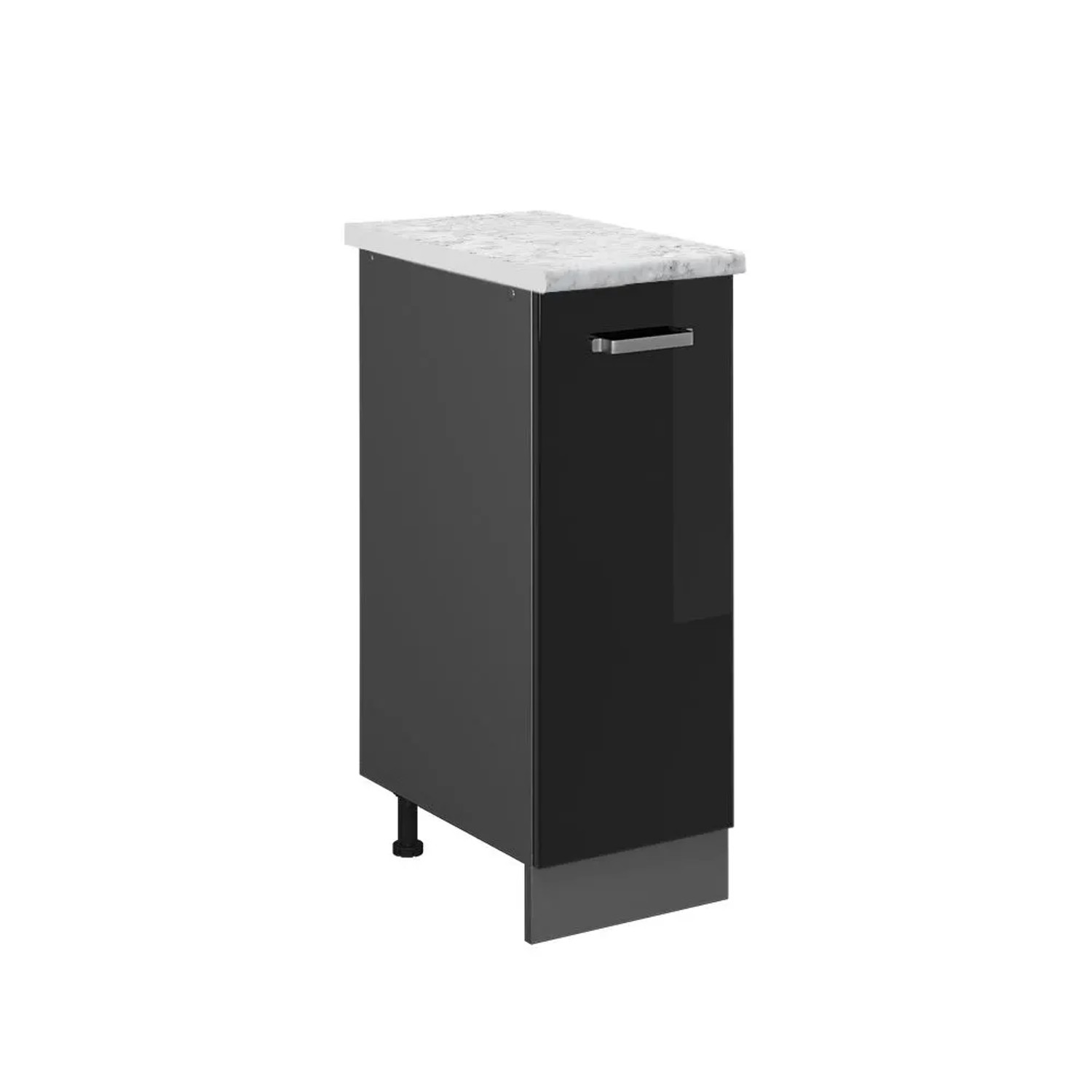 Vicco Apothekerschrank R-Line Schwarz Hochglanz Anthrazit 30 cm AP Marmor