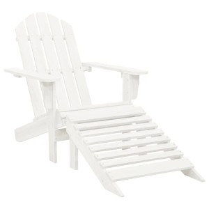 Weißer Gartensessel mit Fußstütze aus Holz, vidaXL, für Garten oder Terrasse.