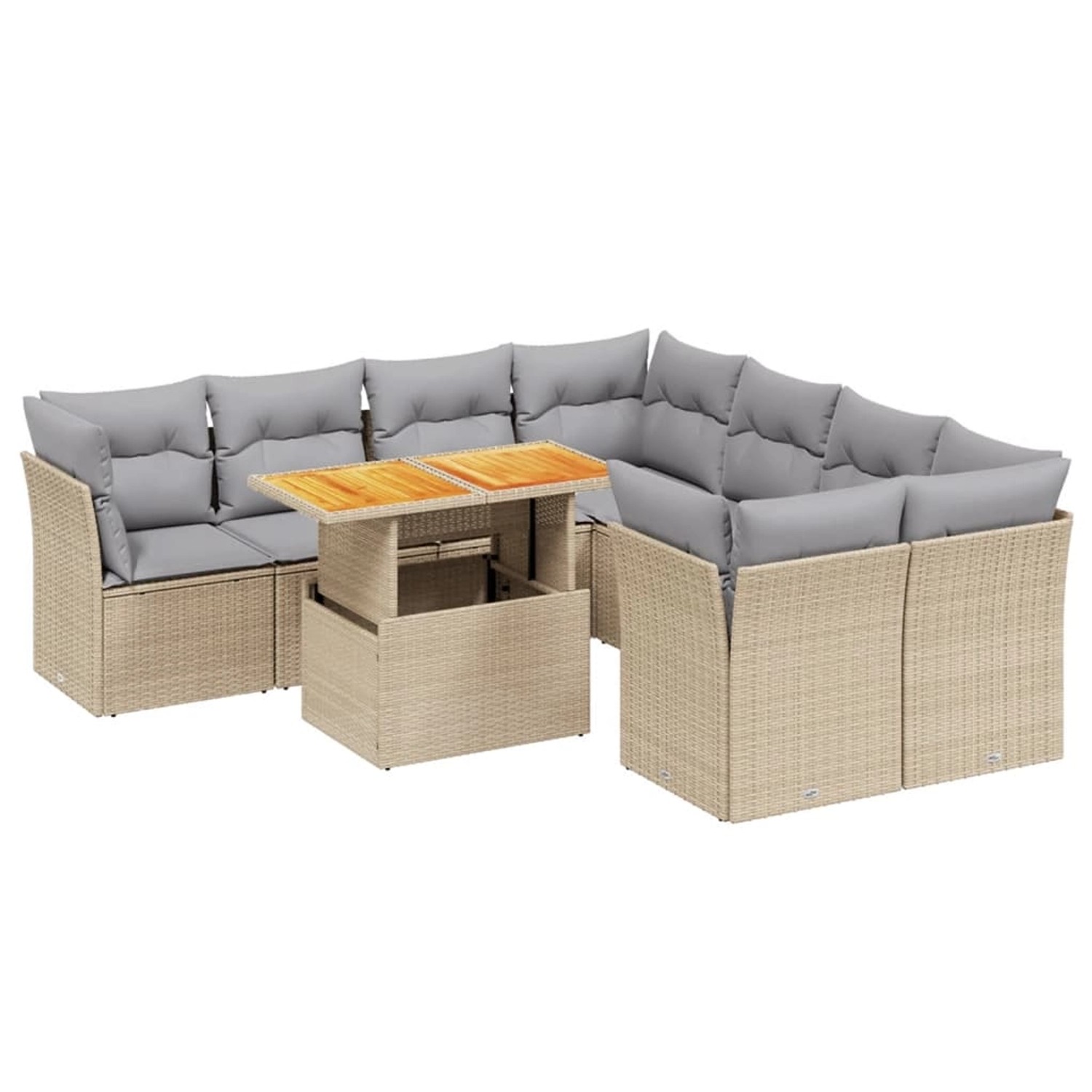 vidaXL 9-tlg Garten-Sofagarnitur mit Kissen Beige Poly Rattan Modell 292 günstig online kaufen