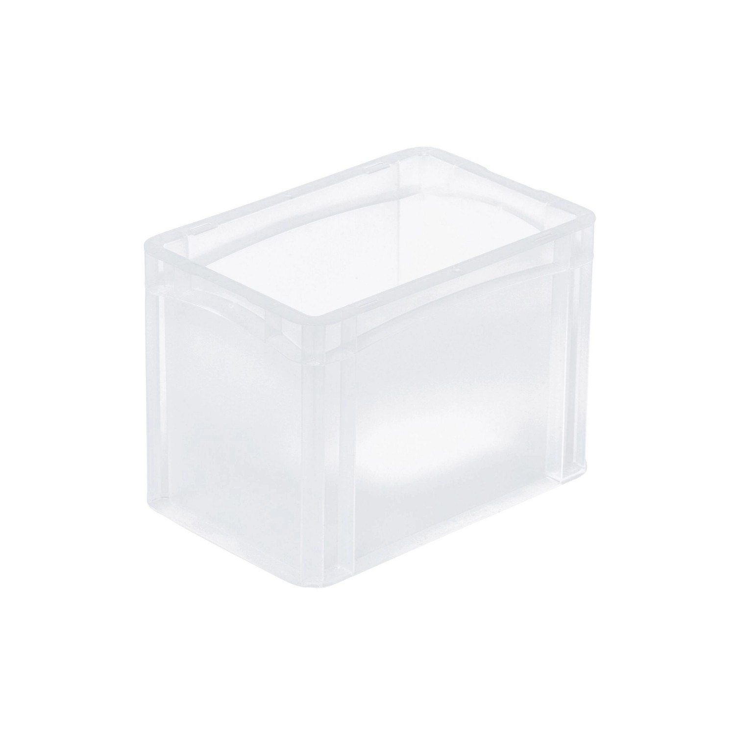 Transparente Eurobox BasicLine, 9,4 Liter, mit geschlossenem Griff. Ideal zur Aufbewahrung und als Transportbox.