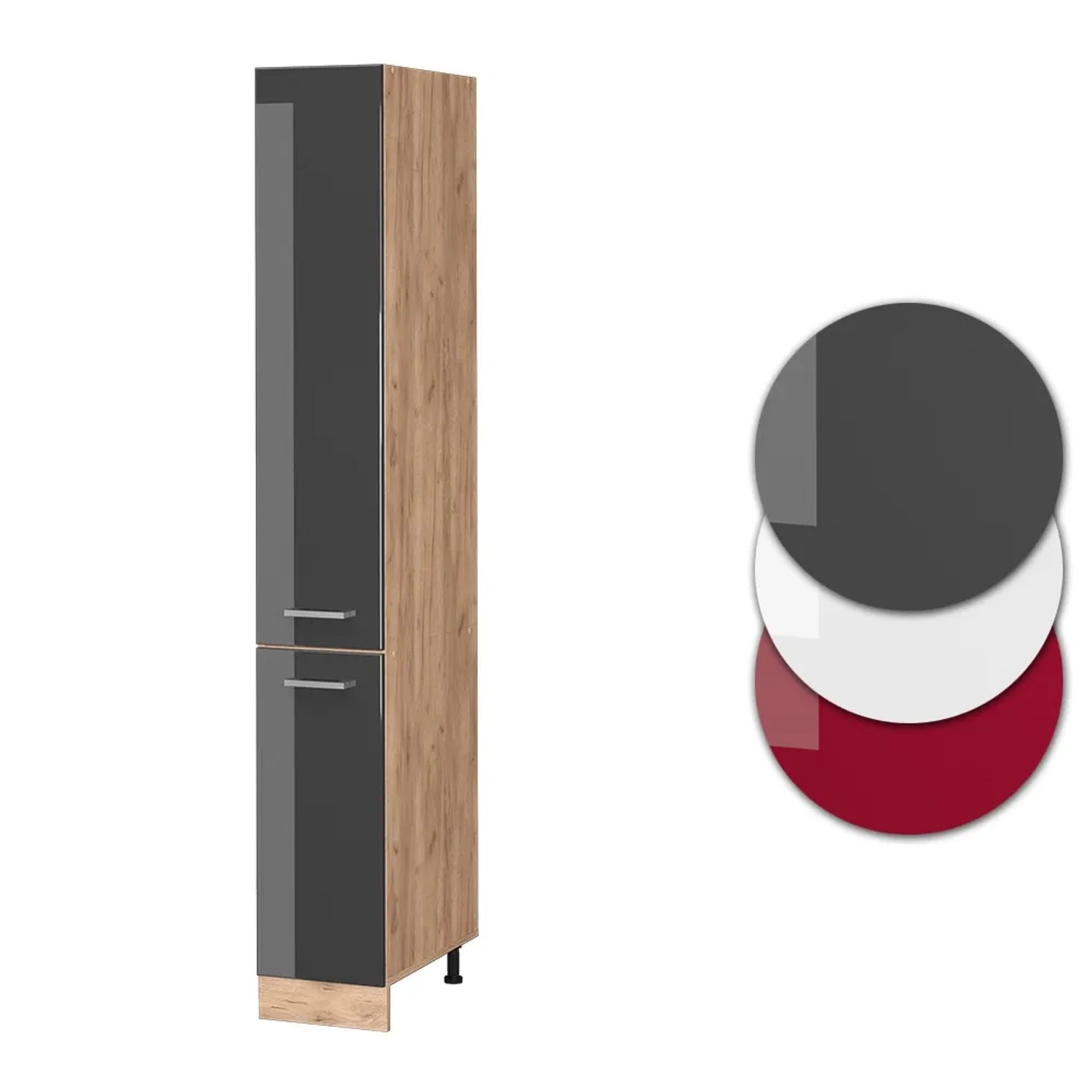 Vicco Apothekerschrank R-Line, anthrazit/Eiche, 30cm, Küchenschrank mit zwei Türen.