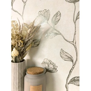 Newroom Vliestapete Koury Gold Blumen Floral FSC®