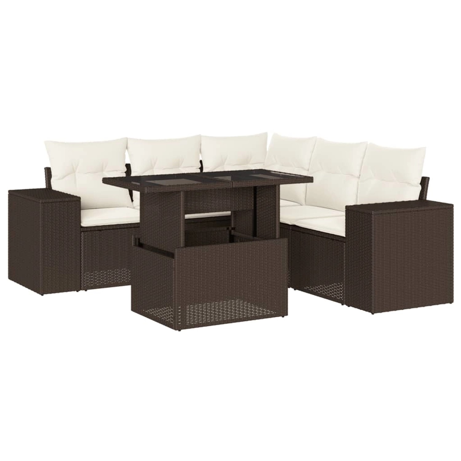 vidaXL 6-Tlg Garten-Sofagarnitur mit Kissen Braun Poly Rattan 3269163 günstig online kaufen