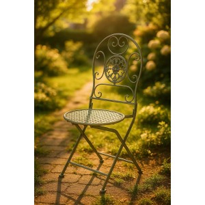 Kobolo Metallstuhl Gartenstuhl Vintage Stuhl Metall Antique Green H93 cm