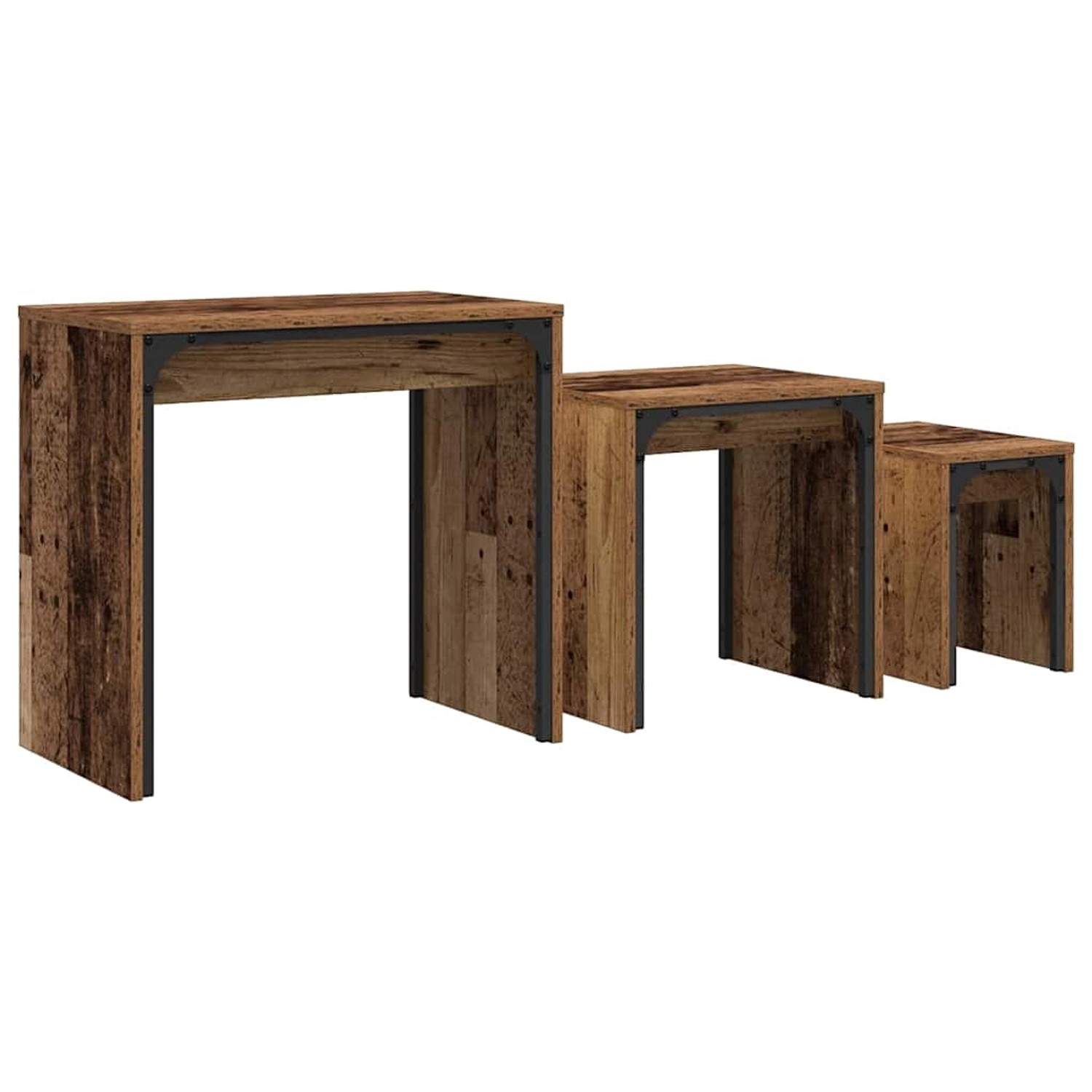 vidaXL Nesting Couchtisch 3 Stk Altholz 60 x 35 x 56 cm Holzwerkstoff 883534