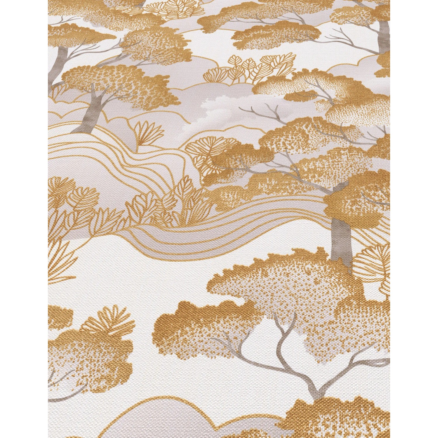 Erismann Vliestapete Elle Decoration 4 Golden Grove Gold mit Waldmotiv.
