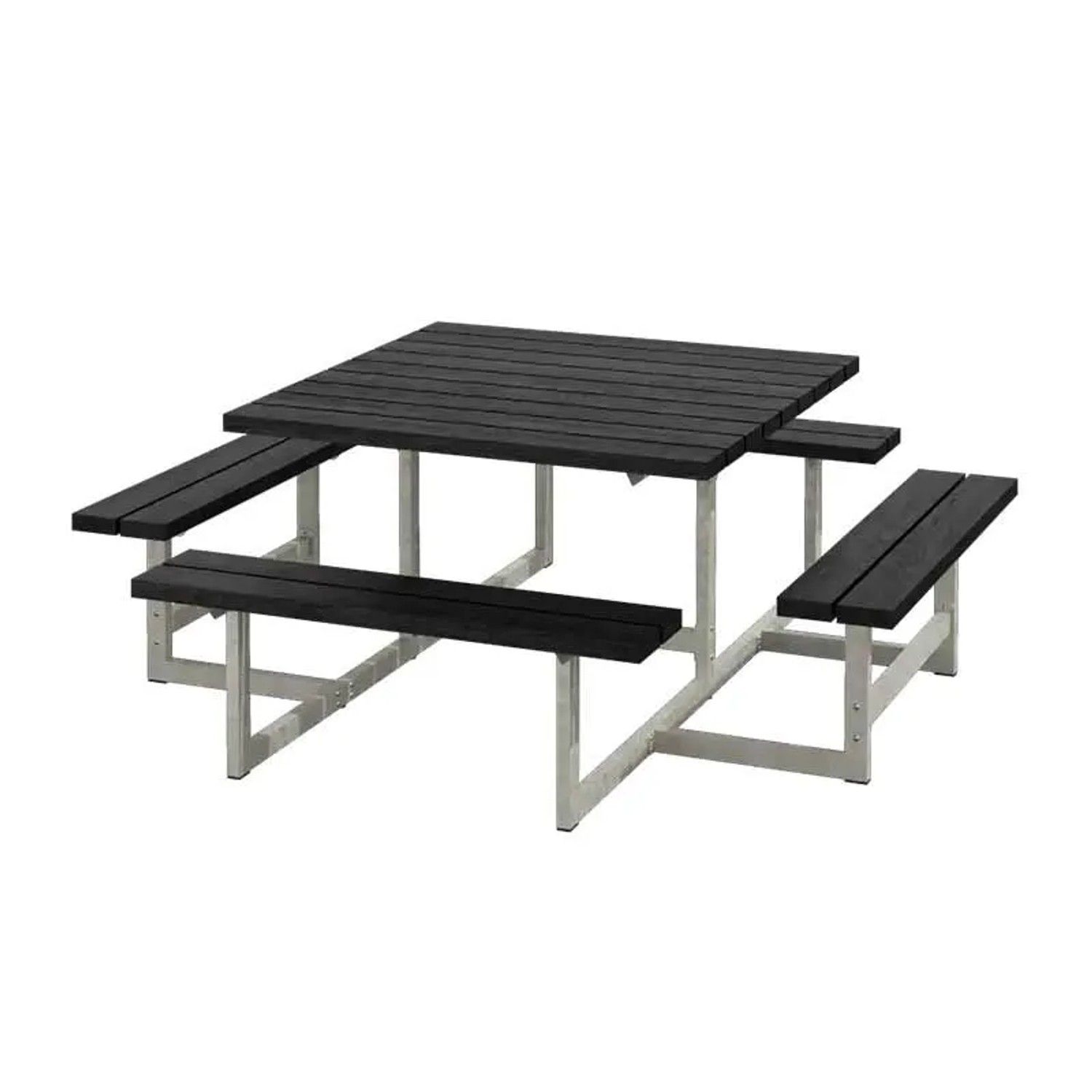PLUS Picnic Gartensitzgruppe RePlast Schwarz 200 cm ohne Rückenlehne