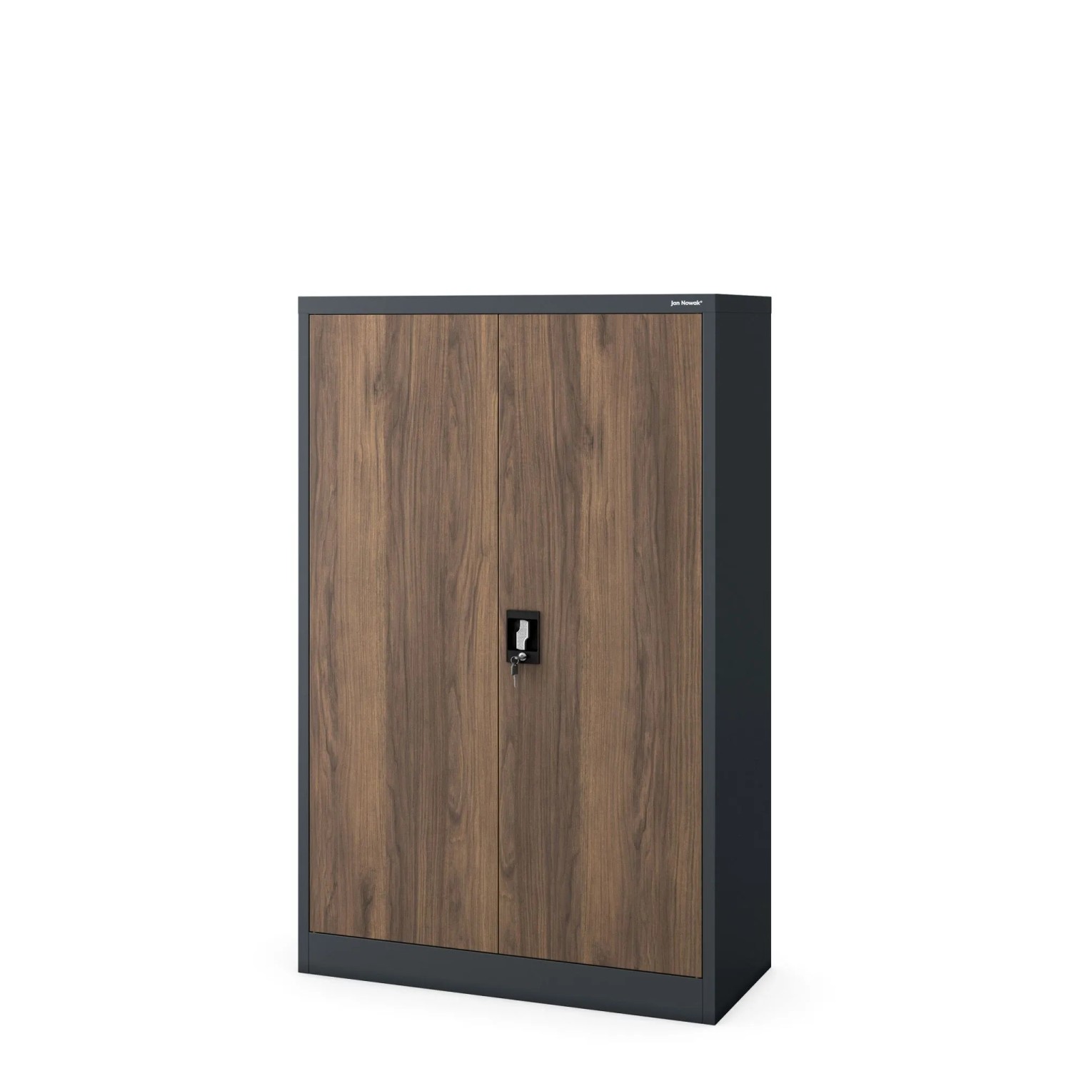 JAN NOWAK Büroschrank Aktenschrank KEVIN 140 x 90 x 40 cm Anthrazit Nussbaum
