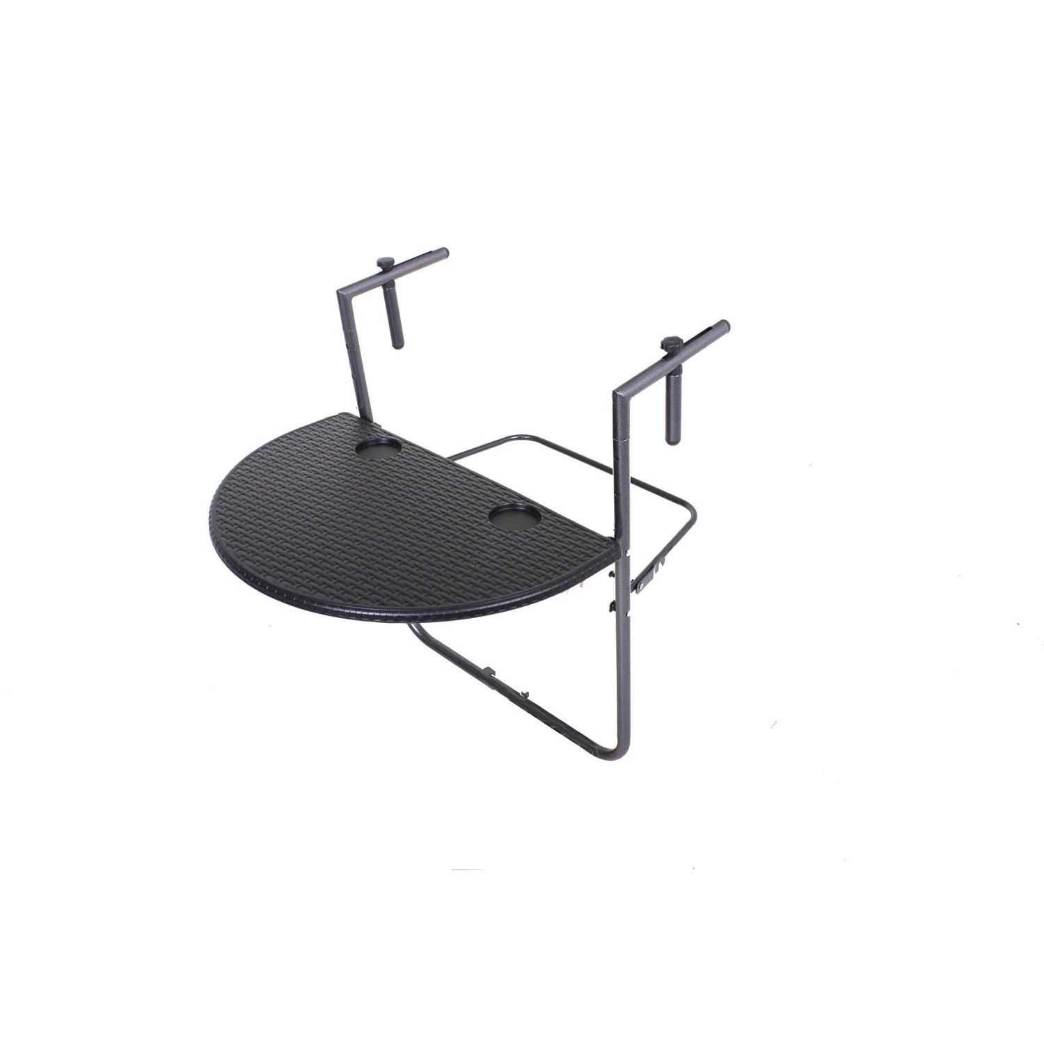 DELUKE Balkontisch ANNA Rattan-Optik Kunststoff Schwarz 60x64x73cm Gartentisch Balkon-Tisch Kleiner Tisch Terrassentisch...