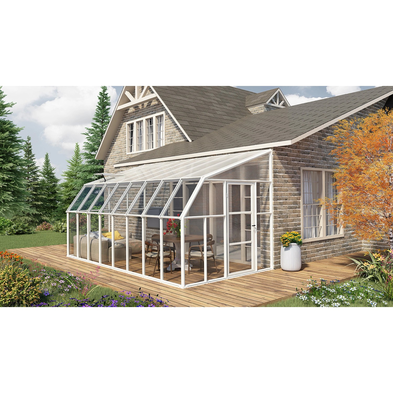 Palram - Canopia Gewächshaus Sun Room 508 cm x 257 cm Weiß günstig online kaufen