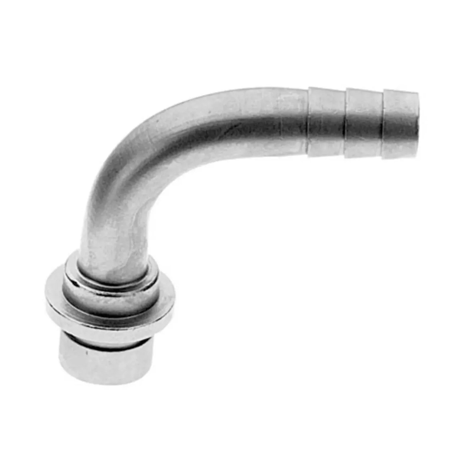 Ich-Zapfe Schlauchtülle Gebogen 10 mm Messing Silber