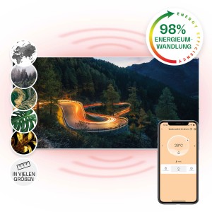 Klarstein Wonderwall Air Art Smart Infrarotheizung Wandinstallation App-Steuerung Motiv Bergstraße 120x60 cm 700 W Weiß
