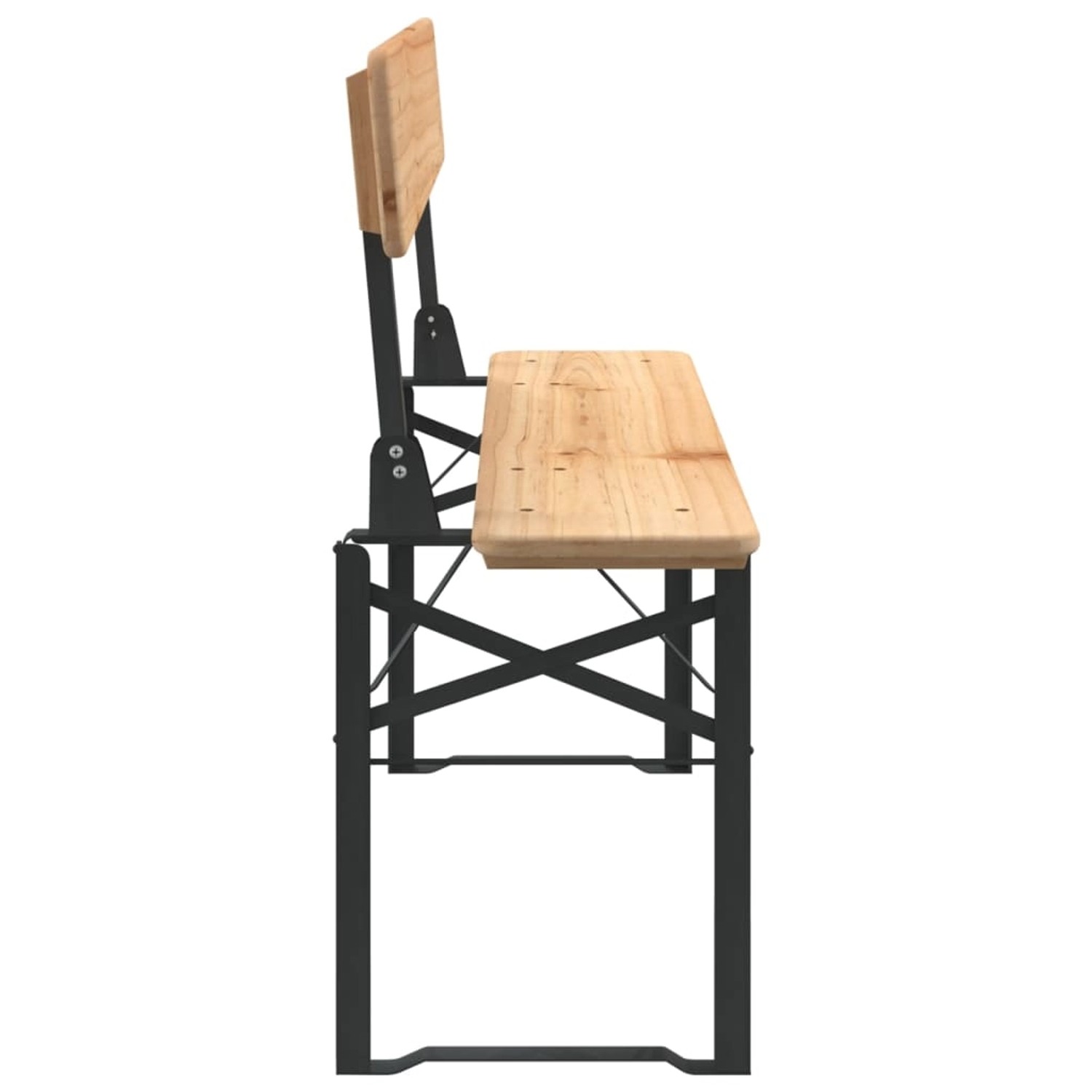 vidaXL Biertisch-Set, 3-teilig, klappbar, Tannenholz, mit Tisch und Bank mit Rückenlehne.