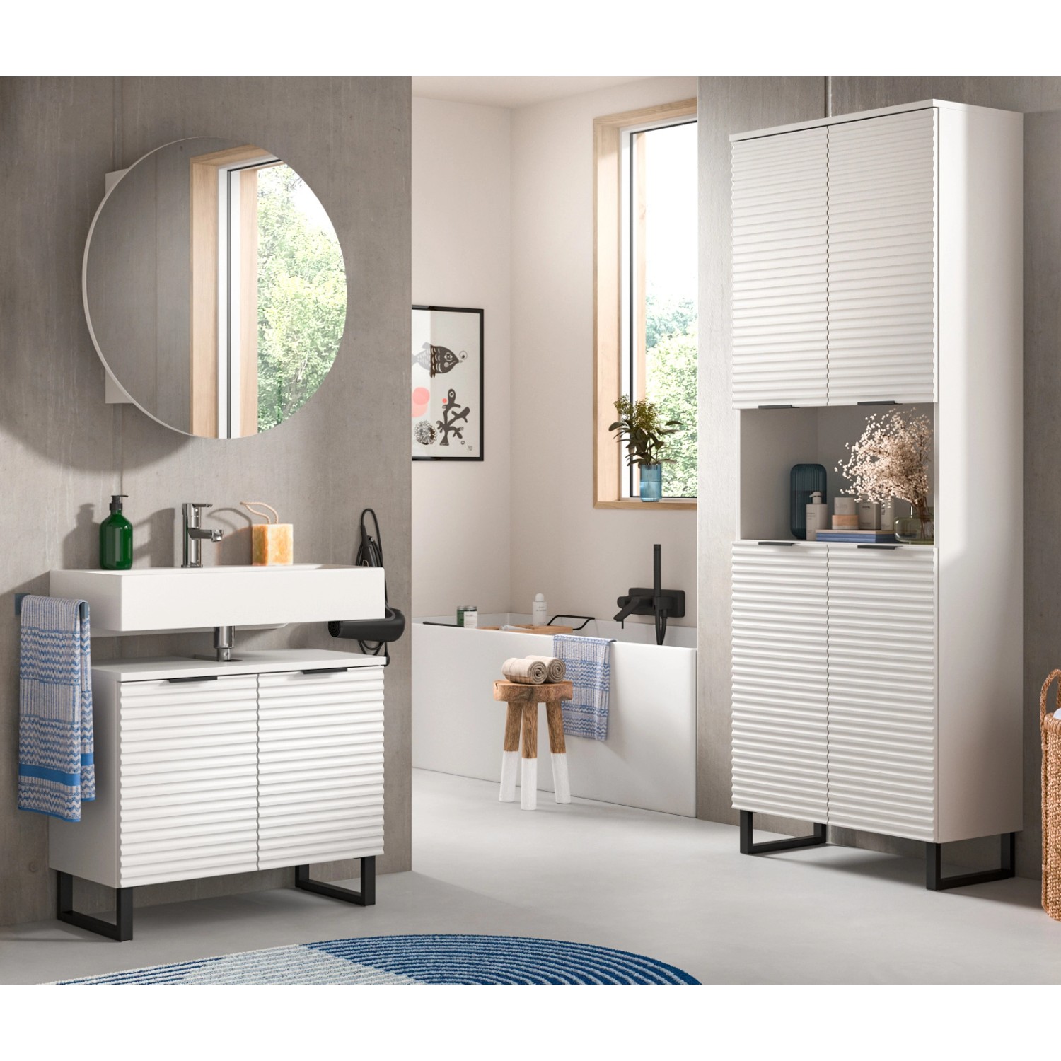 Inn.Furn Badmöbel-Set 3-teilig Weiß 155 cm mit Soft-Close Roove günstig online kaufen