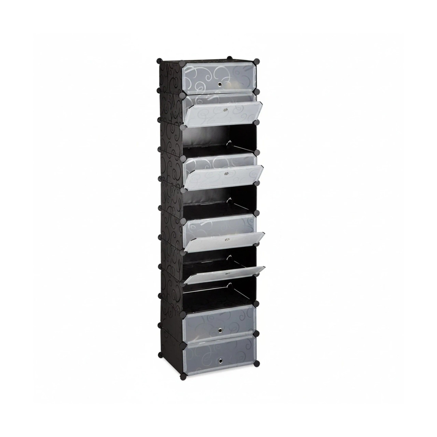 Relaxdays Schuhregal 10 Ebenen Kunststoff Metall Schwarz Stecksystem 176 cm x 49 cm x 37 cm 7,8 kg
