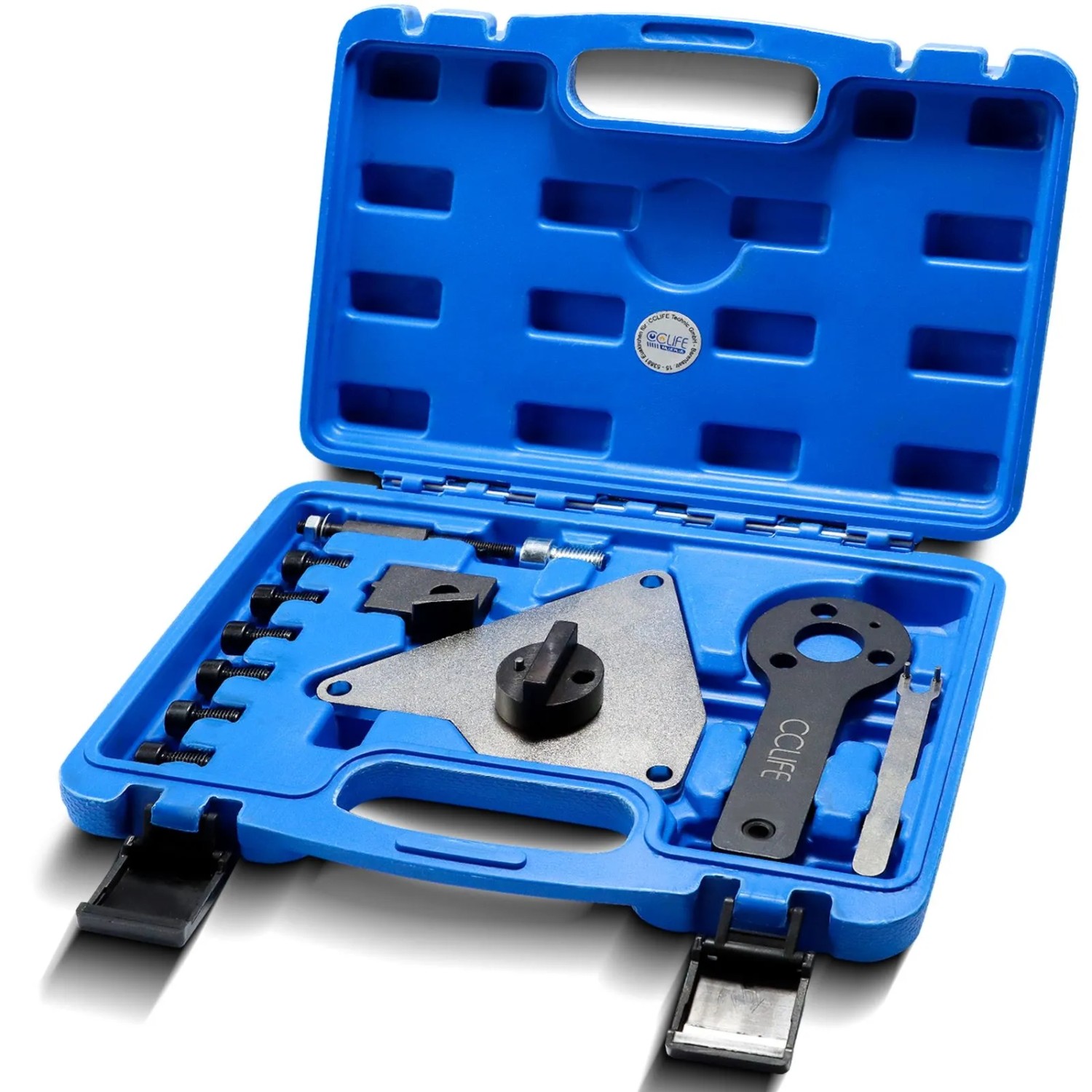 CCLIFE Zahnriemen Werkzeugsatz für Alfa/Lancia/Fiat 1.4T Motoren inkl. Nockenwellen Arretierung.