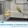 PawHut Vogelkäfig aus Stahl mit Wellensittich auf Sitzstange, 63x53x144cm.
