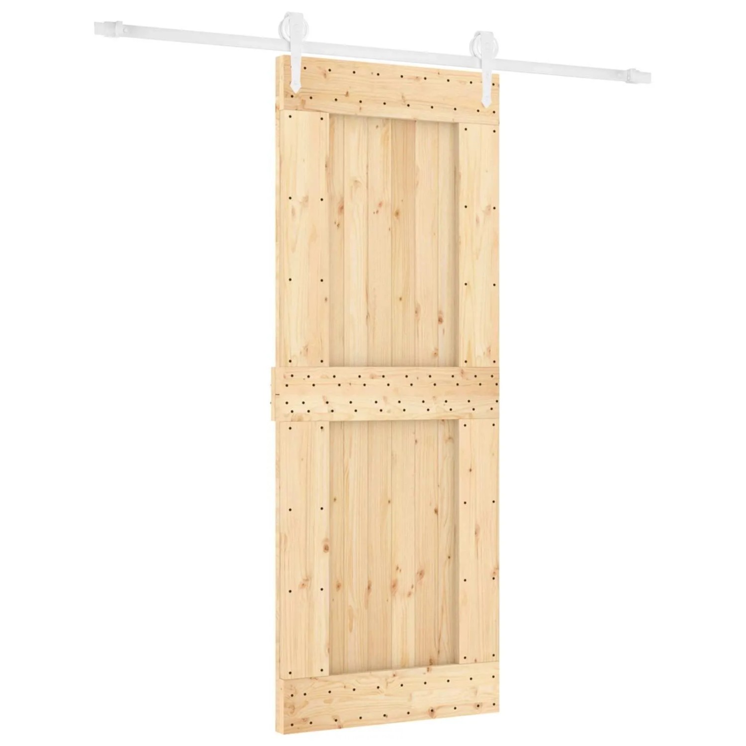 vidaXL Schiebetür Natur und Weiß 80 x 210 cm Massivkiefer 3445183