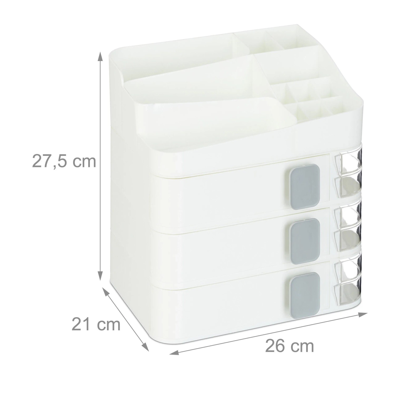 Relaxdays Kosmetikorganizer Kunststoff Weiß mit Schubladen Stapelbar 27,5 cm x 26 cm x 21 cm 2 kg_4