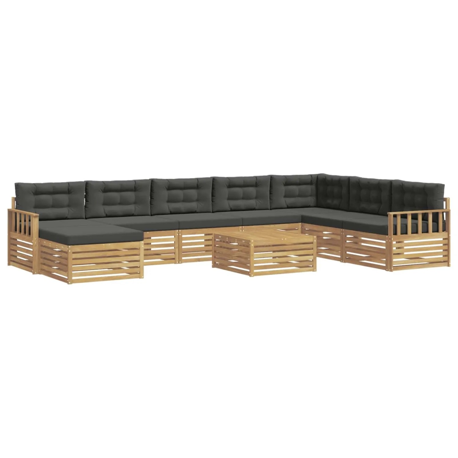 vidaXL Outdoor-Sofagarnitur 9-Tlg Weiß und Anthrazit Massivholz Akazie 3390997