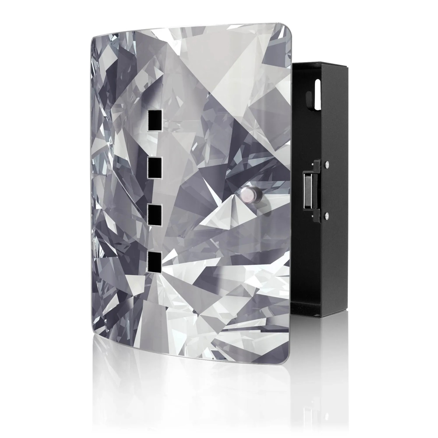 Banjado Design Schlüsselkasten Aus Edelstahl Für 10 Schlüssel 24x21,5x7cm Mit Magnetverschluss Motiv Facetten Monochrome
