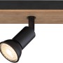 Globo Strahler Drew, 3-flammig, dunkelbraunes Holz, schwarze Spots, 400x60x90 mm.