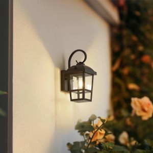 Lindby Wandleuchte Außen Laterne Eloane 10025926 Spritzwassergeschützt Modern in Schwarz aus Edelstahl 1-flammig E27