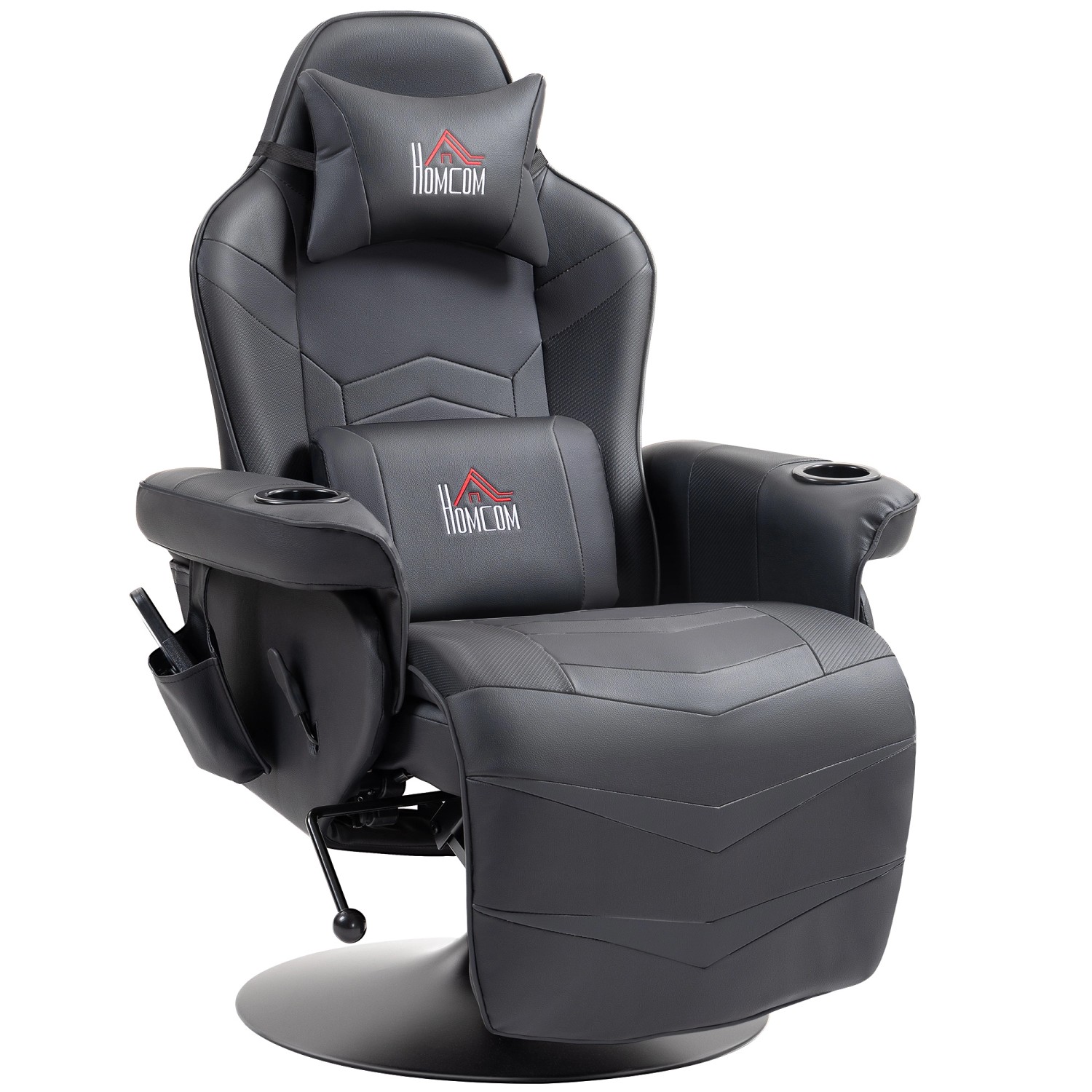 HOMCOM Relaxsessel mit Massagefunktion Liegefunktion Drehbar Kunstleder Schwarz