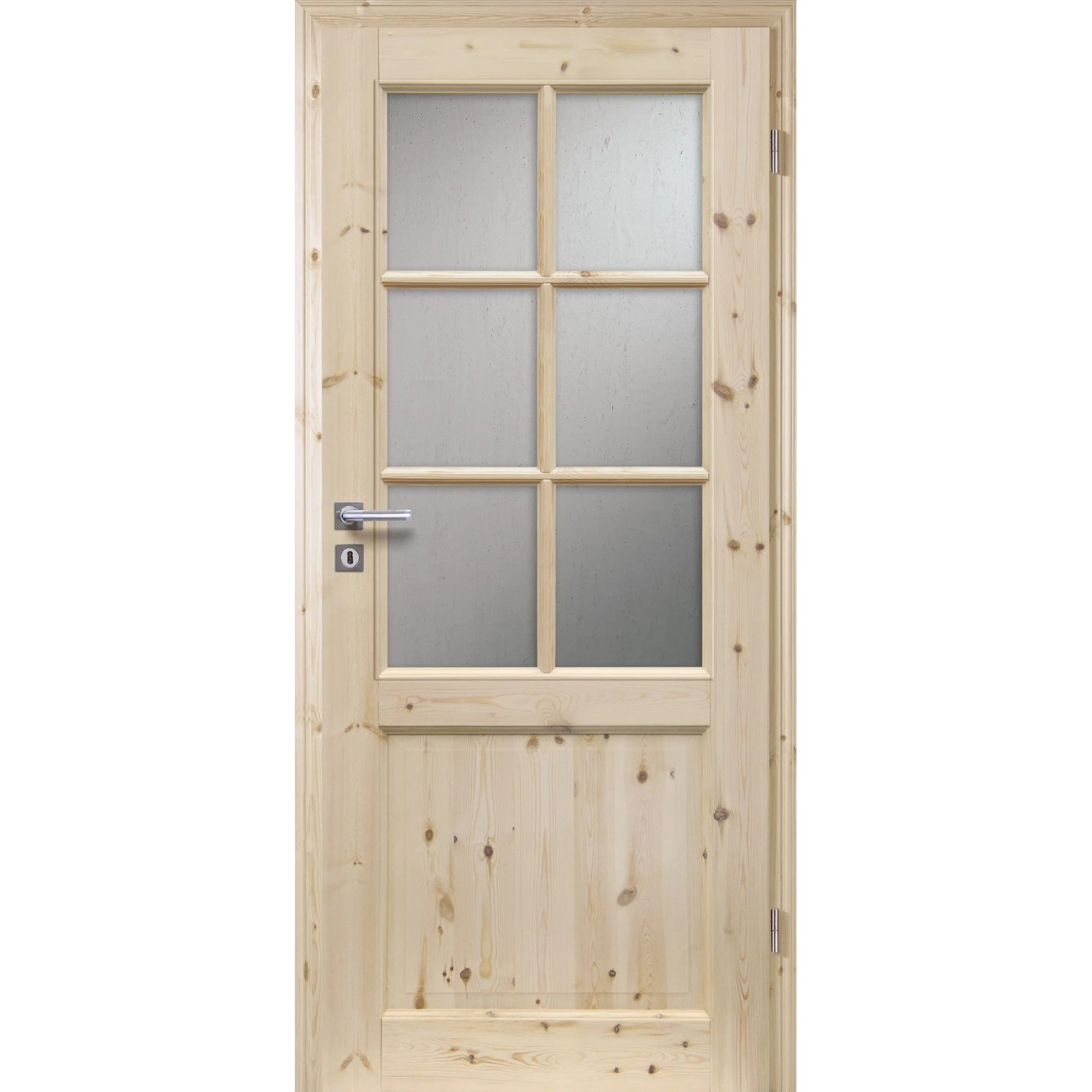 Radex Zimmertür Landhaus Kiefer 6002-LASP62 Glas Satin 860 x 1985 mm Rechts