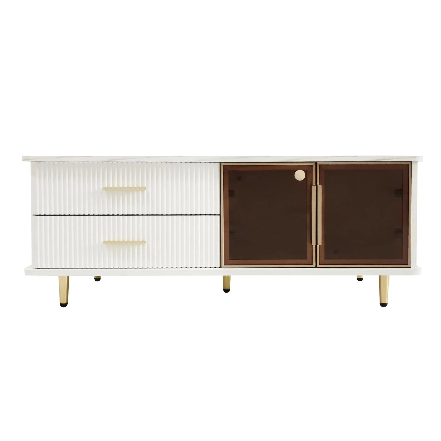 Okwish Couchtisch Rechteckig Beistelltisch Weiß 115 × 57 Cm Mit Led